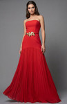 Jovani 47000 Pleated Chiffon Straight Neck Strapless Gown