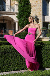 Jovani 47000 Pleated Chiffon Straight Neck Strapless Gown