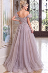 Jovani 52210 Crystal Beaded Mesh Draped Off-Shoulder Gown