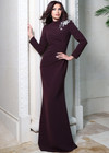 Jovani 51632 Floral Crystal Embellishment High Neck Gown