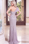 Jovani 52204 Beaded V-neck One Shoulder Sheath Prom Gown