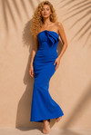 Jovani 49435 Crepe Straight Neck Strapless Fitted Midi Dress