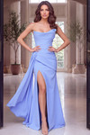 Jovani 53165 Draped Crepe Strapless High Slit Fitted Gown