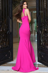 Jovani 45977 Crepe Draped Cowl Neck One Shoulder Fitted Gown
