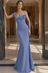 Jovani 45977 Crepe Draped Cowl Neck One Shoulder Fitted Gown