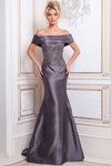 Jovani 52036 Crystal Beaded Off Shoulder Flared Hem Gown
