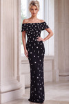 Jovani 51807 Floral Embellished Off Shoulder Sleeve Gown