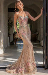 Jovani 49535 Floral Sequin Sweetheart Neck Strapless Gown