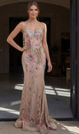 Jovani 49535 Floral Sequin Sweetheart Neck Strapless Gown