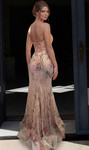 Jovani 49535 Floral Sequin Sweetheart Neck Strapless Gown