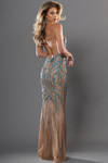 Jovani 47170 Beaded Mesh Sheer Halter Neck Sleeveless Dress