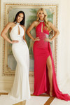 Jovani 46670 Stretch Jersey Beaded Collar Sleeveless Gown