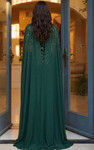 Jovani 49743 Chiffon Beaded Illusion High Neck Cape Gown
