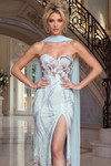 Jovani 48708 Floral Sequin Sweetheart Neck Strapless Gown