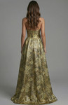 Jovani 51692 Jacquard Metallic Brocade Strapless A-Line Gown