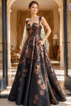 Jovani 47590 Jacquard Floral Brocade Strapless Ball Gown