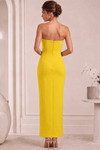 Jovani 51704 Crepe Crystal Rose Strapless High Slit Gown