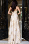 Jovani 46550 Jacquard Floral Brocade Strapless A-Line Gown