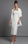 Jovani 51635 Crepe Structured Wrap Strapless Midi Dress