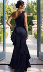 Jovani 48982 Crepe Asymmetric Ruffle Skirt One Shoulder Gown
