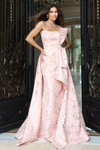 Jovani 48999 Floral Jacquard Strapless Overskirt A-line Gown