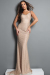 Jovani 48137 Beaded Mesh Corset Off-Shoulder Sleeveless Gown