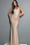 Jovani 48137 Beaded Mesh Corset Off-Shoulder Sleeveless Gown