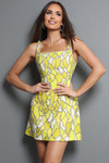 Jovani 47157 Satin Beaded Pattern Square Neck Mini Dress
