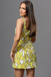 Jovani 47157 Satin Beaded Pattern Square Neck Mini Dress