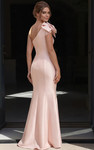 Jovani 49682 Satin One Shoulder Bow Asymmetric Ruffle Dress