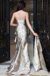 Jovani 46517 Textured Brocade Ruffle Accent Strapless Gown