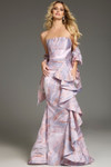 Jovani 31137 Jacquard Textured Ruffles Strapless Fitted Gown