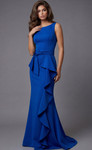 Jovani 48193 Scuba High Jewel Neck Ruffle Sleeveless Gown