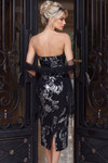Jovani 40605 Sequin Mesh Embroidered Strapless Midi Dress