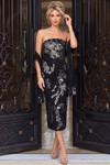 Jovani 40605 Sequin Mesh Embroidered Strapless Midi Dress