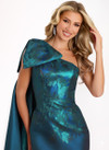 Jovani 45615 Metallic Jacquard Asymmetric One-Shoulder Gown