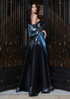Jovani 45578 Satin Metallic Floral Strapless Shawl Ball Gown