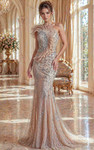 Jovani 50205 Tulle Beaded Embellished One Shoulder Gown