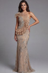 Jovani 50205 Tulle Beaded Embellished One Shoulder Gown