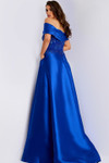 Jovani 44308 Satin Embellished Off-Shoulder Sleeves Gown