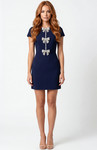Jovani 47618 Smooth Crepe High Neck Bow Front Mini Dress