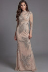 Jovani 47094 Embellished Illusion High Neck Long Sleeve Gown