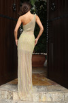 Jovani 43361 Beaded Tulle Sheer One Shoulder Sleeveless Gown