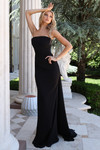Jovani 50280 Crepe Draped Skirt Straight Neck Strapless Gown