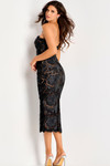 Jovani 48099 Lace Sweetheart Neck Strapless Midi Dress