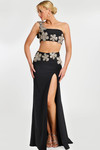 Jovani 46003 Crystal Floral One Shoulder Two-Piece Gown
