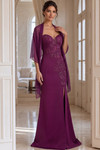 Jovani 47155 Crepe Lace Beaded Strapless Sheer Shawl Gown