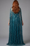 Jovani 46065 Sequin Mesh Sheer Cape Overlay Sleeves Gown