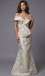 Jovani 47392 Brocade Off Shoulder Sleeves Sculpted Gown