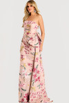 Jovani 46242 Textured Floral Brocade Strapless Side Bow Gown